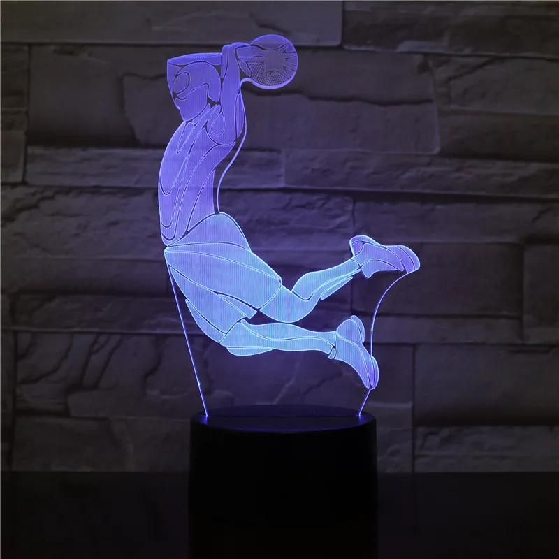 Творческий 3D визуальный баскетбольный мяч Dunk светодиодный Ночной светильник 7