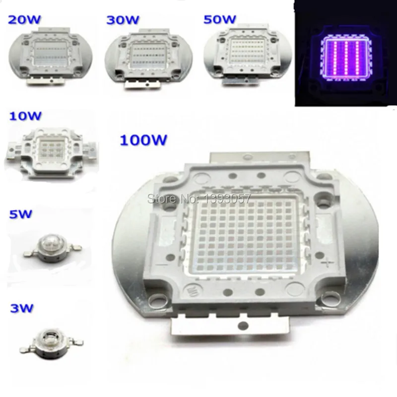 3W 5W 10W 20W 30W 50W 100 Вт высокой мощности Мощность Светодиодный УФ фиолетовый