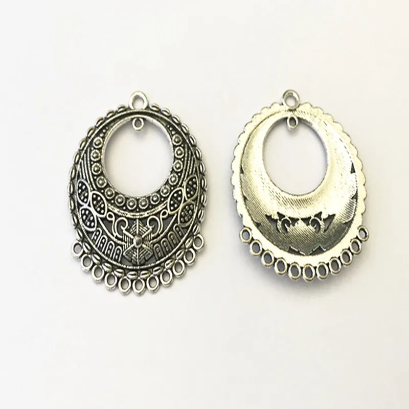

20pcs/lot 34mm antique silver circular flower Pendant Charms necklace pendant mini pendant connector Charms
