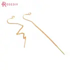 Крючки для сережек из латуни, полная длина 68 мм, 11 мм, 24 К, золотого цвета, 10 шт., серьги-Крючки-гвоздики для ювелирных изделий