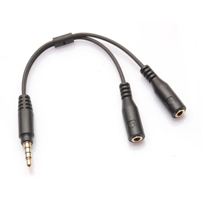 

3.5mm Stereo Audio Male to 2 Female Headset Mic TRRS Y Splitter Cable Adapter Microphone 3.5mm to 2 3.5mm Jack Splitter Adapter