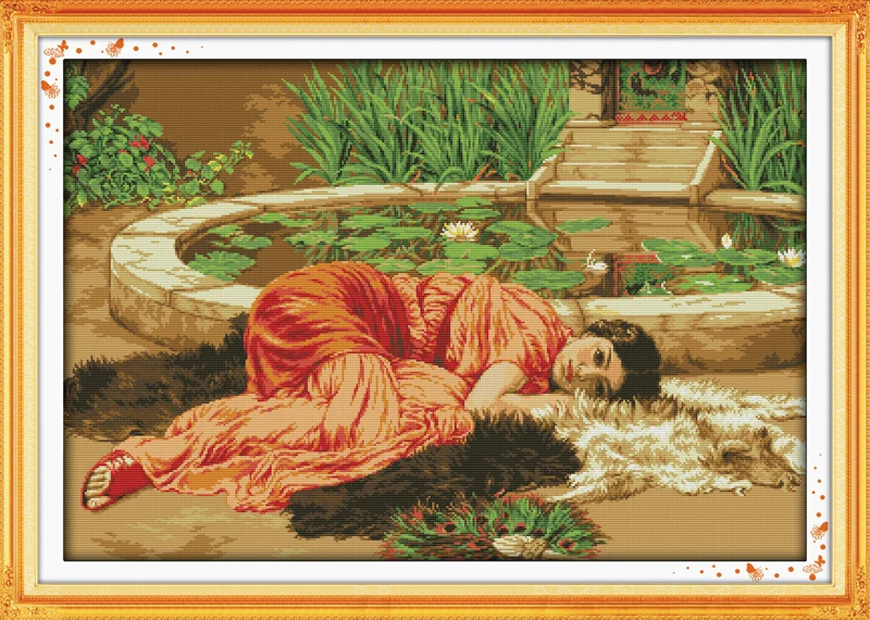 

Comfortable home decor canvas people Cross Stitch kits cotton 14ct white 11ct print embroidery DIY handmade needlework wall