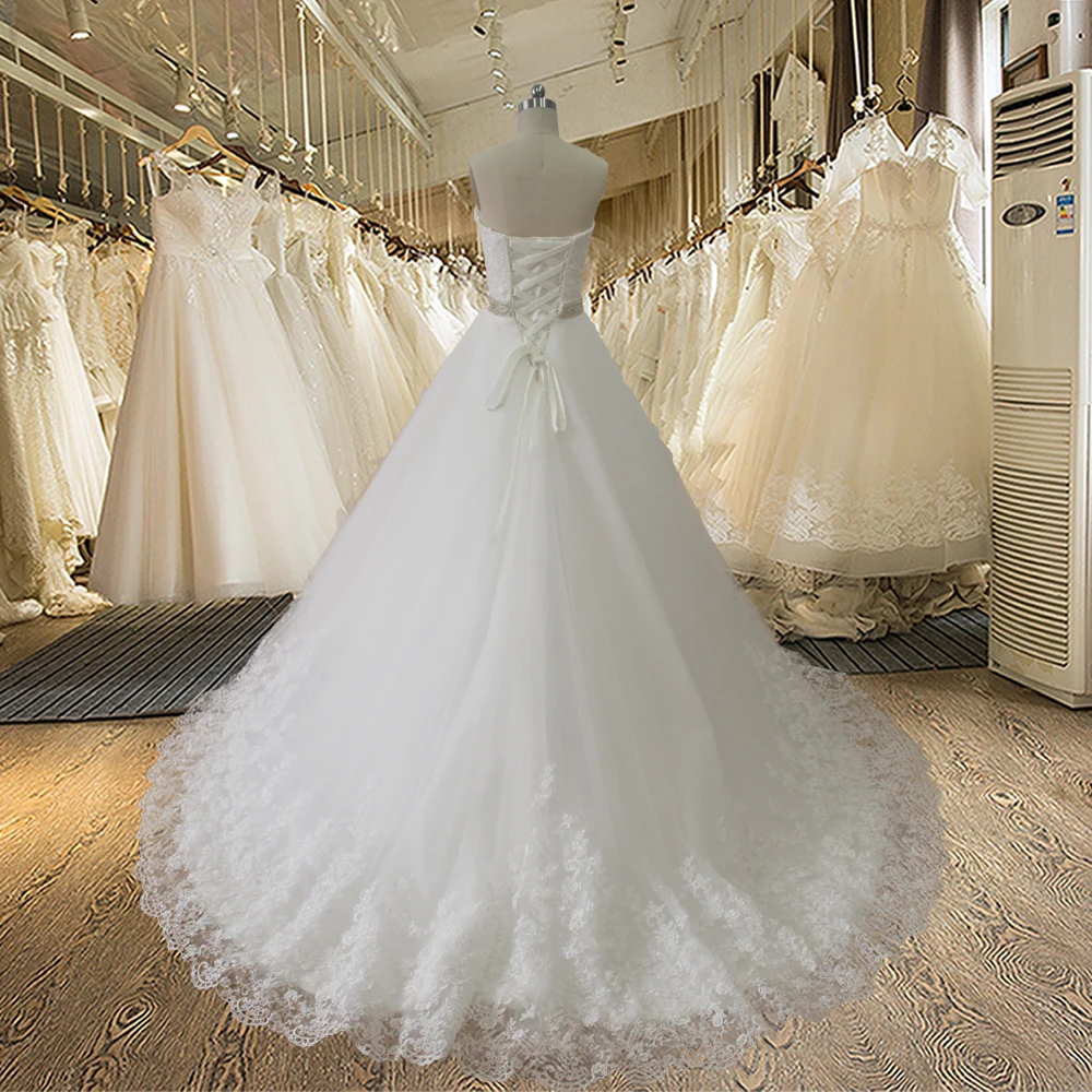 SF 17 Милое Свадебное Платье трапециевидной формы с бисером и кружевной