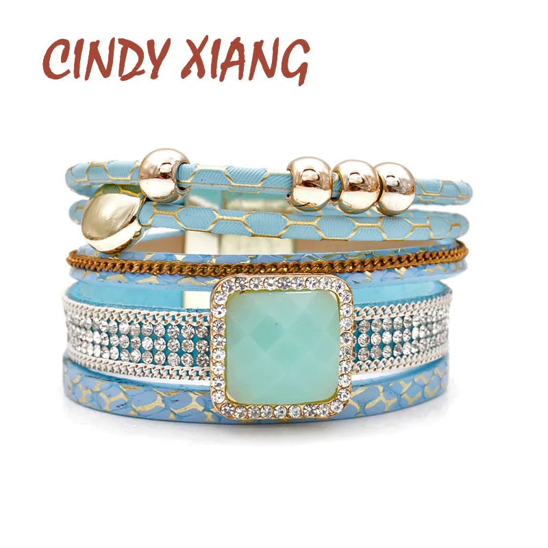 CINDY XIANG Новый Arrical Широкий Браслет манжета для женщин Летний синий цвет горный