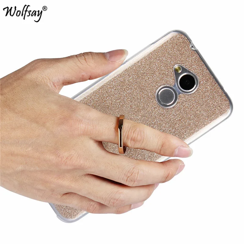Luxury Bling Glitter Case Huawei Honor 6A Cover Silicone Soft TPU Ring Holder Shell |