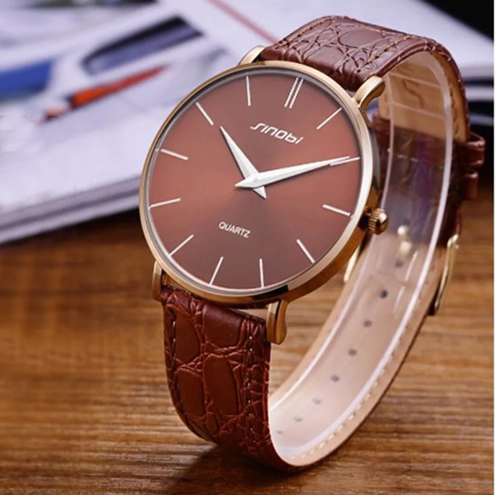 2016 горячая распродажа мужской ультра-тонких часы модернизированный кожаный