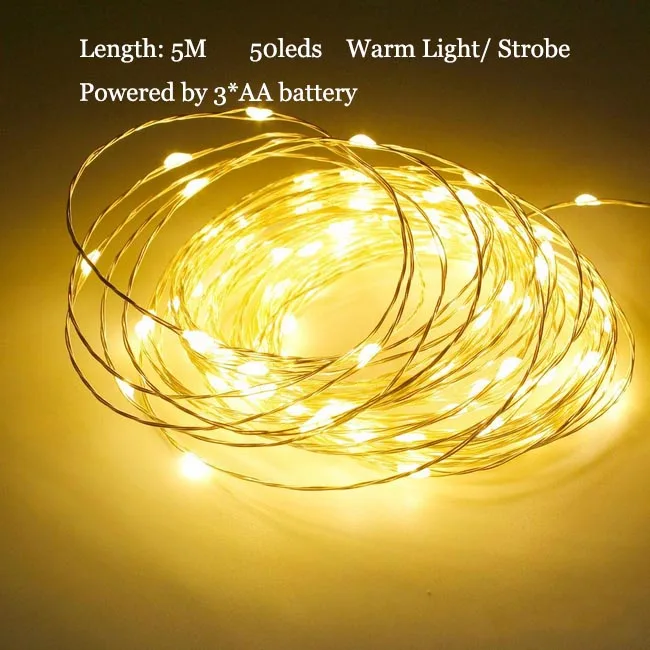 Warm Strobe 5M 50LED 3-10 м гирлянда из медной проволоки светодиодный светильник-гирлянда праздничное украшение для помещений Сказочный светильник Рождественский год свадебный подарок DIY декоративный светильник PD034 - Испускаемый цвет: Warm Strobe 5M 50LED