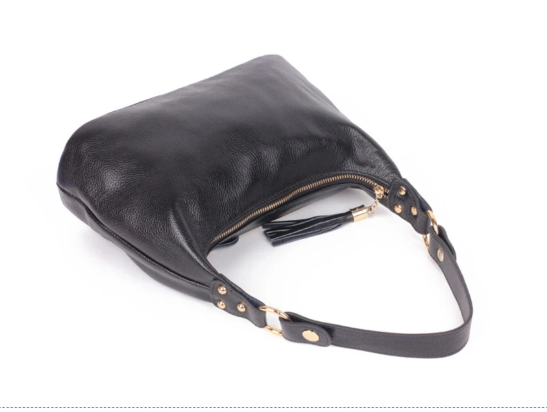 Женская сумка из натуральной телячьей кожи через плечо с кисточками Хобо модная