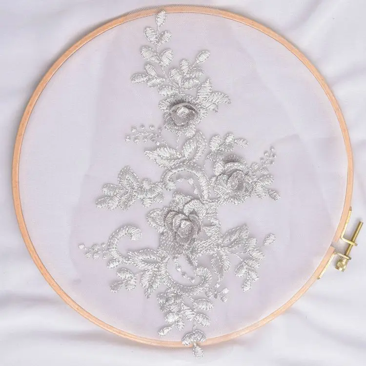 1 х 3D вышитая кружевная Цветочная нашивка для свадебного платья декоративные