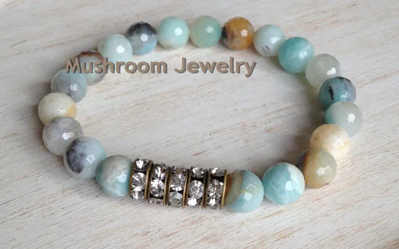 Женский браслет с камнями Amazonite|Браслеты шармами| |