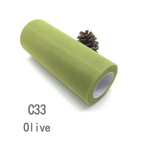 C33 Olive 15 см 25 ярдов тюль рулон ткани катушки пачка вечерние упаковка для подарка на день рождения Свадебные украшения Рождественские сувениры события - Цвет: C33 Olive