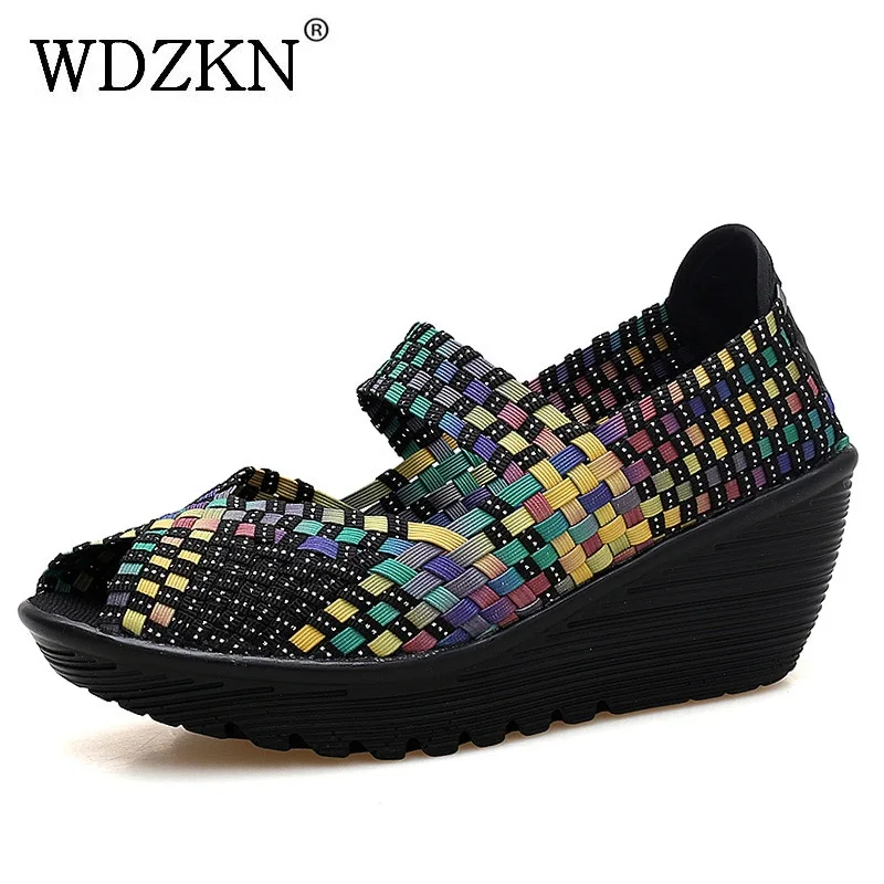 

WDZKN модные летние женские туфли на высоком каблуке, повседневные сандалии на танкетке, женские сандалии с открытым носком на платформе, санд...