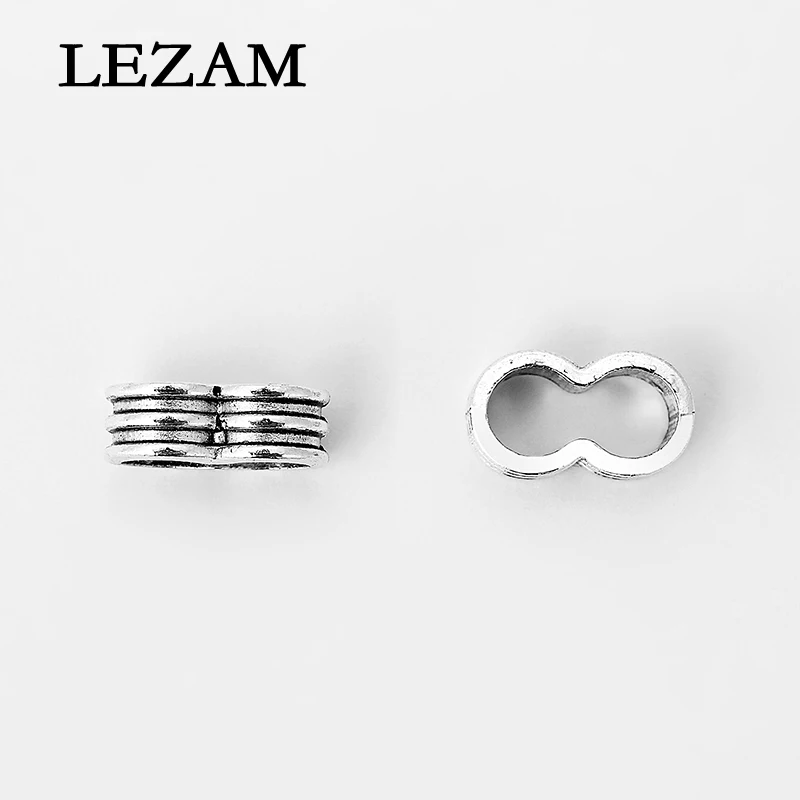 

20pcs Antique Charms Double Hole Slider Beads Spacer For 5mm Round Leather Cord Bracelet Jewelry Making Findings