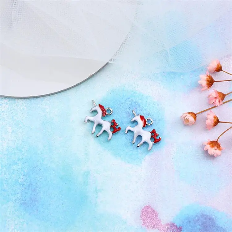 Подвески в виде единорога из эмалированного сплава для изготовления ювелирных