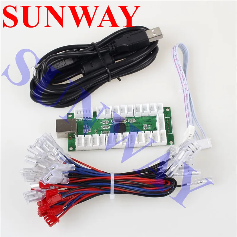 

1 Player Classic Arcade Contest DIY Kits USB Encoder PC Joystick 8 Ways Sticker Chrome LED Illuminated Push Button Arcade Mame