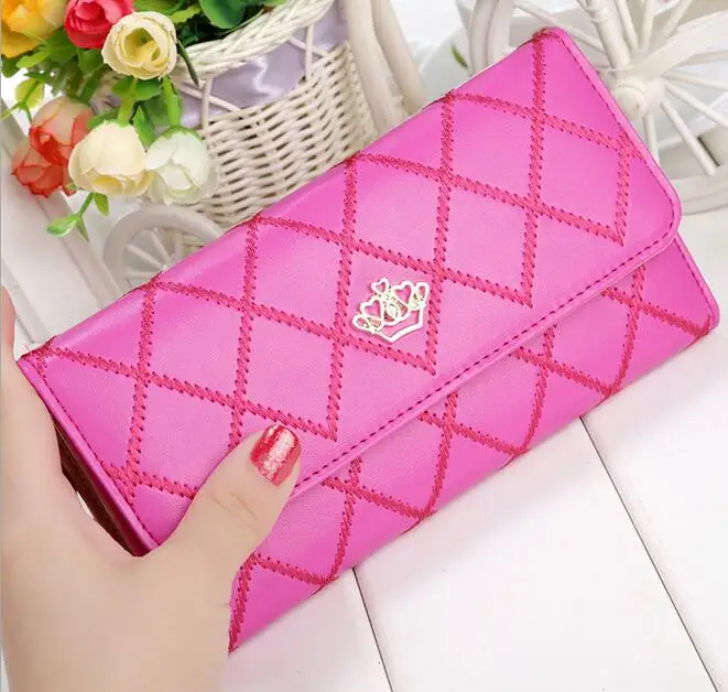 Rose Red Новинка; прекрасные сумки из натуральной кожи Дамский Длинный клатч кошелек Для женщин большой Ёмкость держатель для карт из искусственной кожи кошелек для вечерние свадебные модные однотонные - Цвет: Rose Red