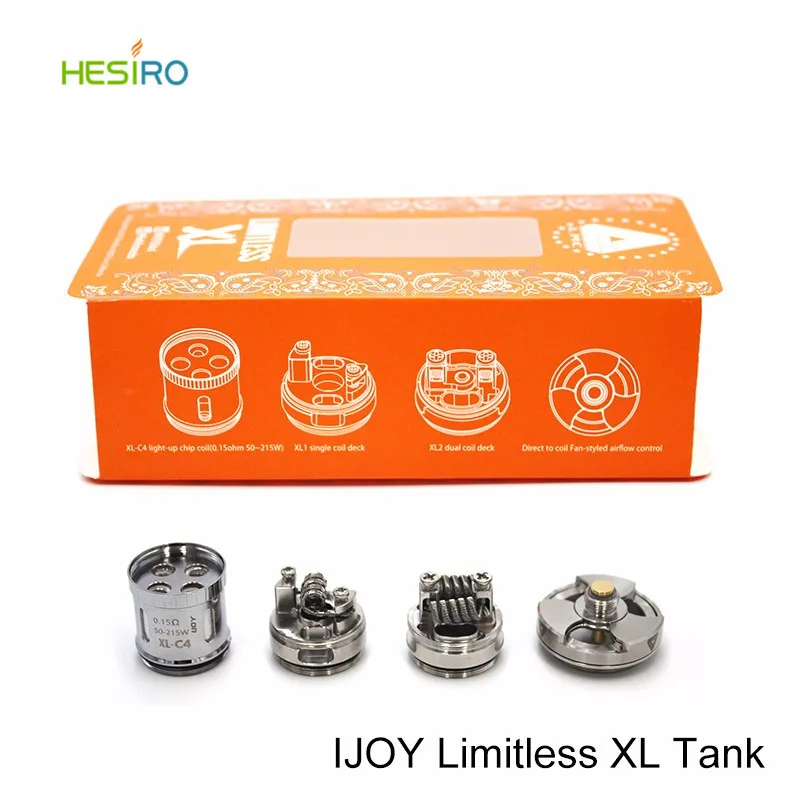 Оригинал IJOY Безграничные XL Tank 4 мл Топ-заполнения Дизайн Югу Ом Бак и RTA с XL-C4