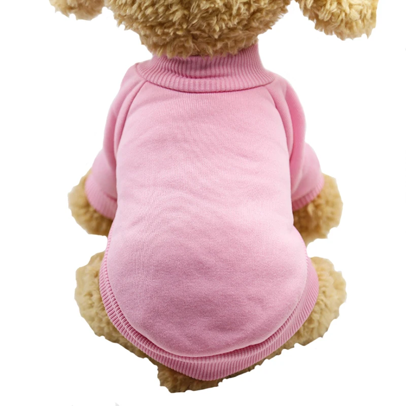 solid pink Уютный классический свитер для собаки, для питомца одежда с принтом в виде собак для маленьких собак зимнее теплое пальто из флиса высокого качества 15 цветов Рождественская одежда - Цвет: solid pink