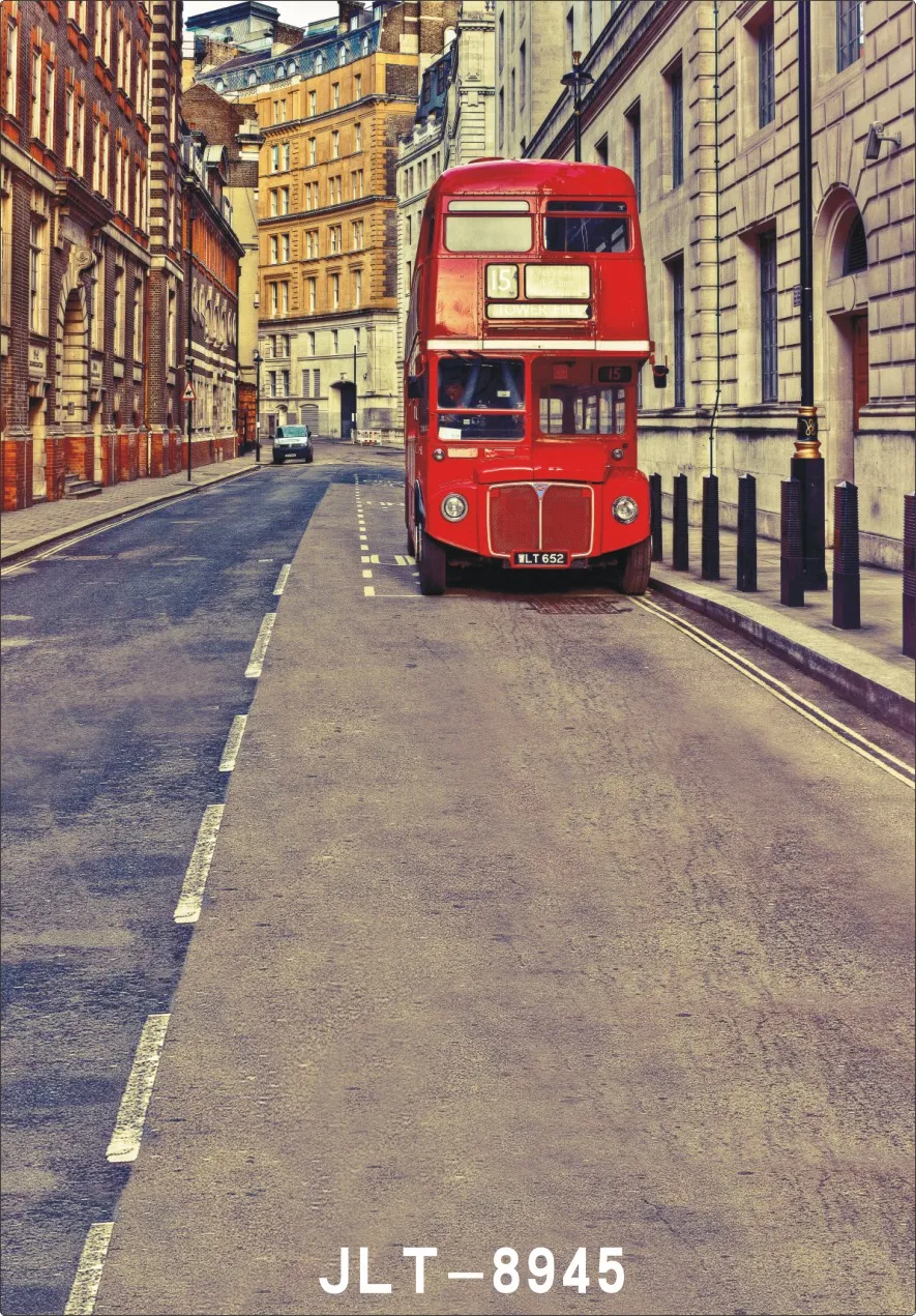 Уличный красный двухэтажный автобус фотографический фон для портретной детской