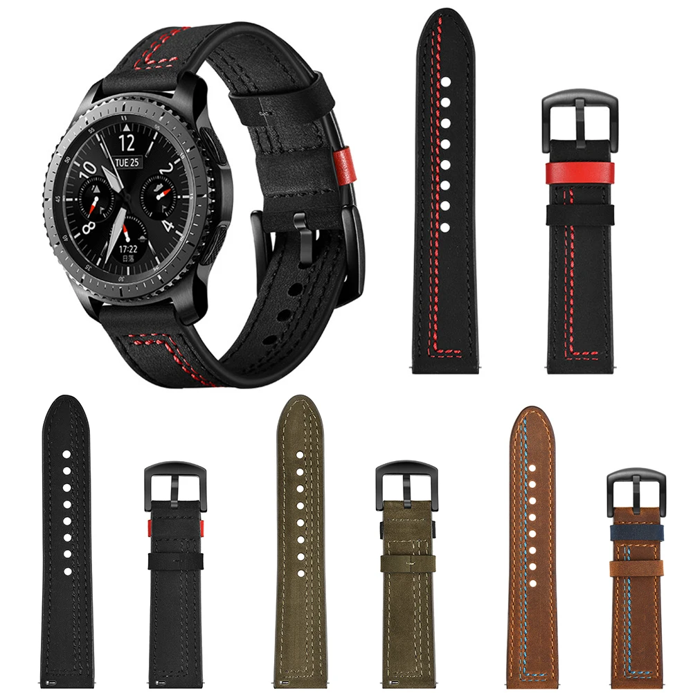 Хит; Слои кожаный ремешок Для мужчин ремешок для часов samsung Шестерни s3 Ticwatch Frontier второго поколения Смарт-часы