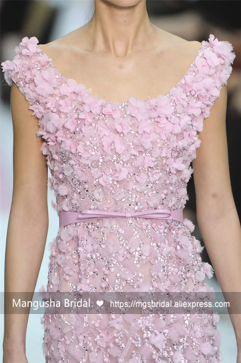 2017 Новый Дизайн Розовый Рукавов О-Образным Вырезом Вечернее Платье Роскошный