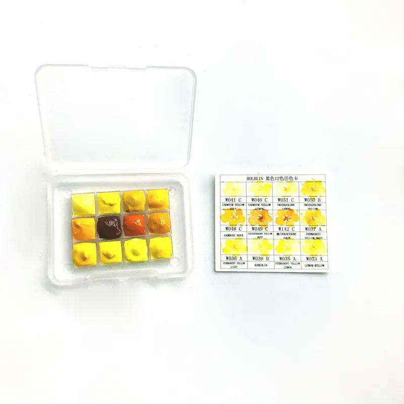Hb желтый 12-color Holbain весенние цветы водного цвета пигменты суб-пакованный диск 0,5 мл 1 мл - Цвет: 0.5 mini with card