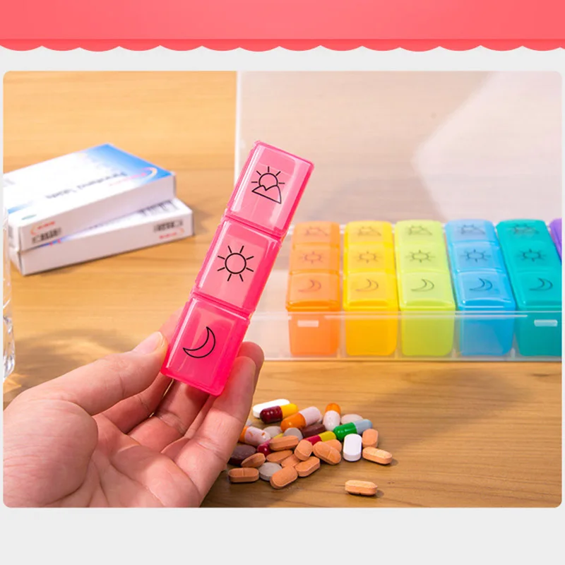 Newly Pill Storage Box Medicine Case 7 Day Organizer 21 Compartments 3 Times For Travel JLRD 2018 | Красота и здоровье