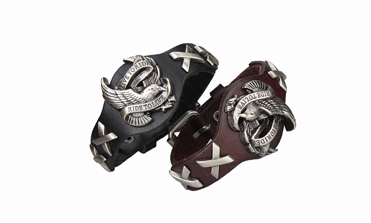 Браслеты и браслеты мужские ювелирные изделия браслет мужской pulseira masculina mujer feminina Eagle RIDE TO LIVE браслет из натуральной кожи