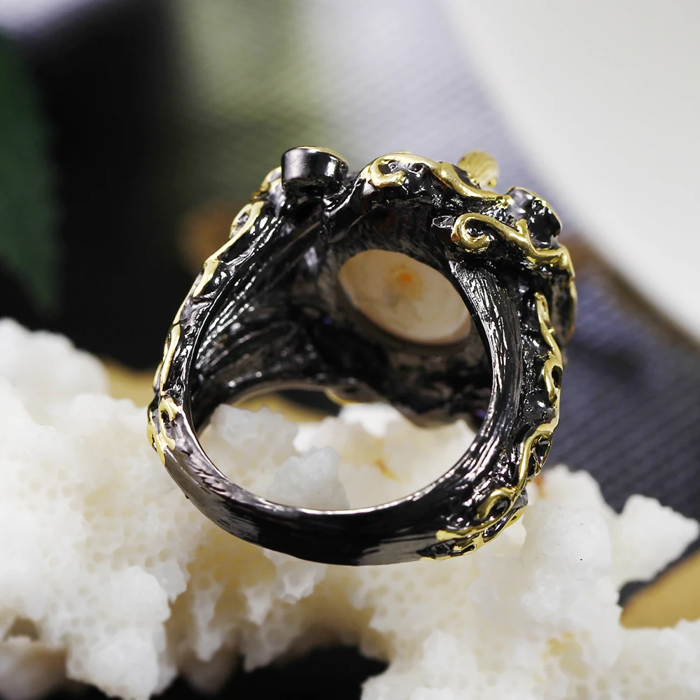 Винтажные черные кольца для девочек кольцо на палец с кубическим цирконием и