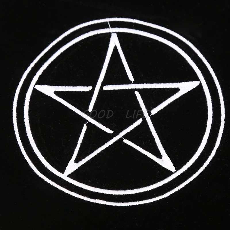 Бесплатная доставка 60x60 см бархатная скатерть таро алтарь Wicca Pentacle Sun вышивка