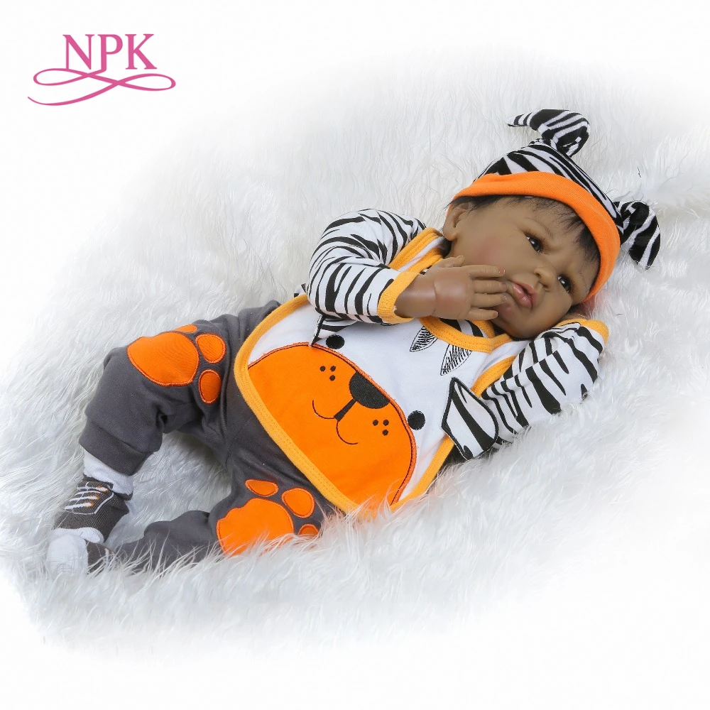 NPK reborn baby Горячая Распродажа Черный виниловый мягкий на ощупь реалистичный новорожденный для подарка на день детей