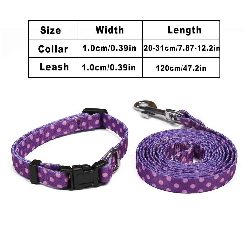 Purple Collar Leash 120 см нейлоновый поводок для маленьких питомцев, ошейник, набор регулируемых быстроразъемных поводков для кошек, поводков для щенков, кошек, домашних животных, для улицы, бульдог - Цвет: Purple Collar Leash