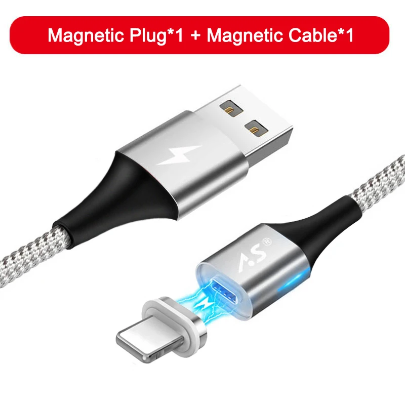 Silver Cable Kit A.S 3A Магнитный USB кабель для передачи данных для iPhone Тип C магнит быстрая Зарядное устройство для зарядки и передачи данных Micro USB кабель для iOS Android кабели для мобильных телефонов - Тип штекера: Silver Cable Kit