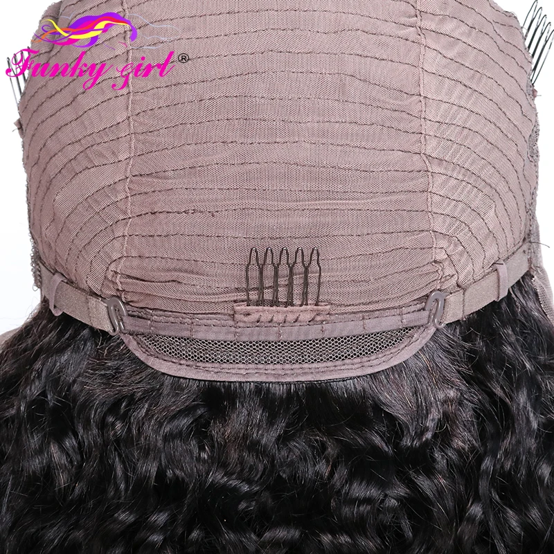 Funky Girl 13*4 парик фронта шнурка перуанская волна парики предварительно сорванные
