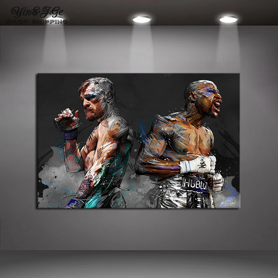 Современные куадросы Декор стены Искусство Холст Картина 1 шт. Mayweather vs Conor McGregor