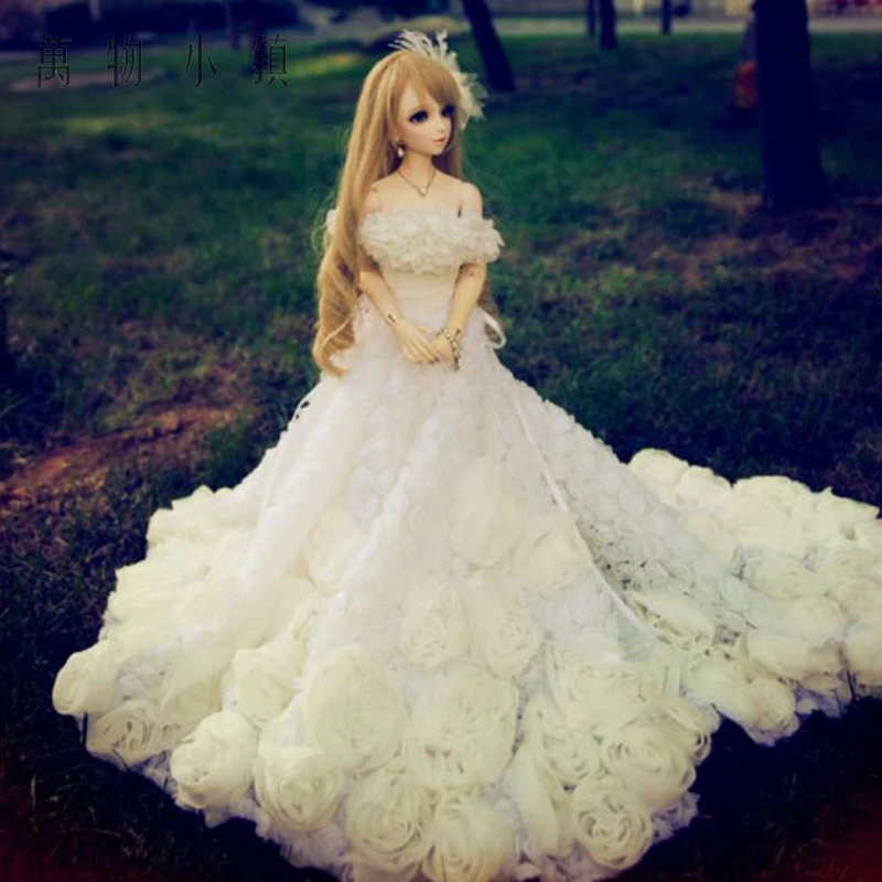 Новинка свадебное платье с цветами и хвостом 3 шт. 1/3 1/4 1/6 BJD SD MSD YOSD Одежда для