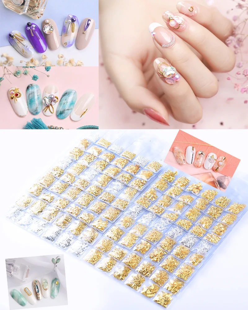 

Nails Mixed Round Square Star Rivet Studs Metal Alloy Design Nail Art Rivet Decorations 3D DIY Nail Stickers Jewelry Decor