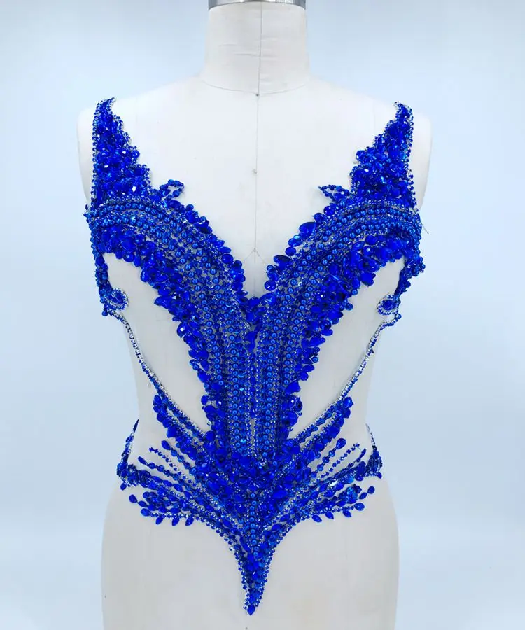 royalblue Стразы ручной работы из серебра, аппликация на сетке, отделка кристаллами, патчи 56*44 см для платья, аксессуары для DIY - Цвет: royalblue