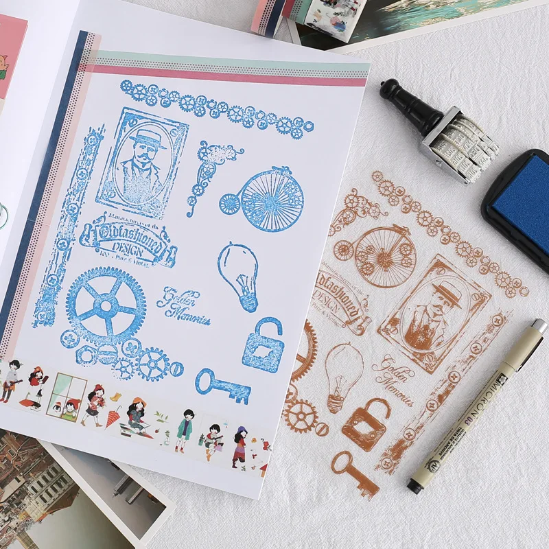 Vintage Travel Memory Edison Clear Silicone Stamp Card Making Scrapbooking Journal Art DIY Diary Photo Album Paper Craft Decor | Канцтовары