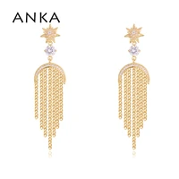 anka brand star simple cubic zirconia long tassels earrings for women top zircon earrings fashion jewelry 130962