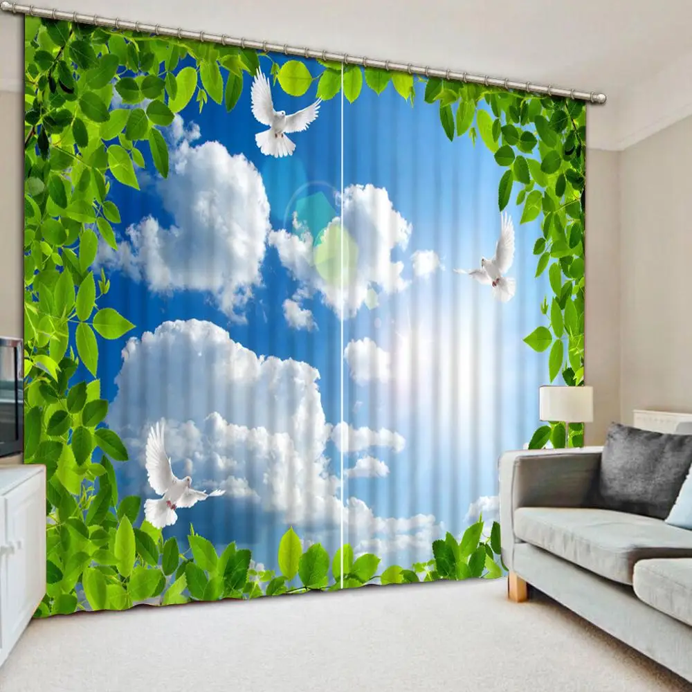 

blue sky curtains Window Blackout Luxury 3D Curtains set For Bed room Living room Office Hotel Home cloud curtains