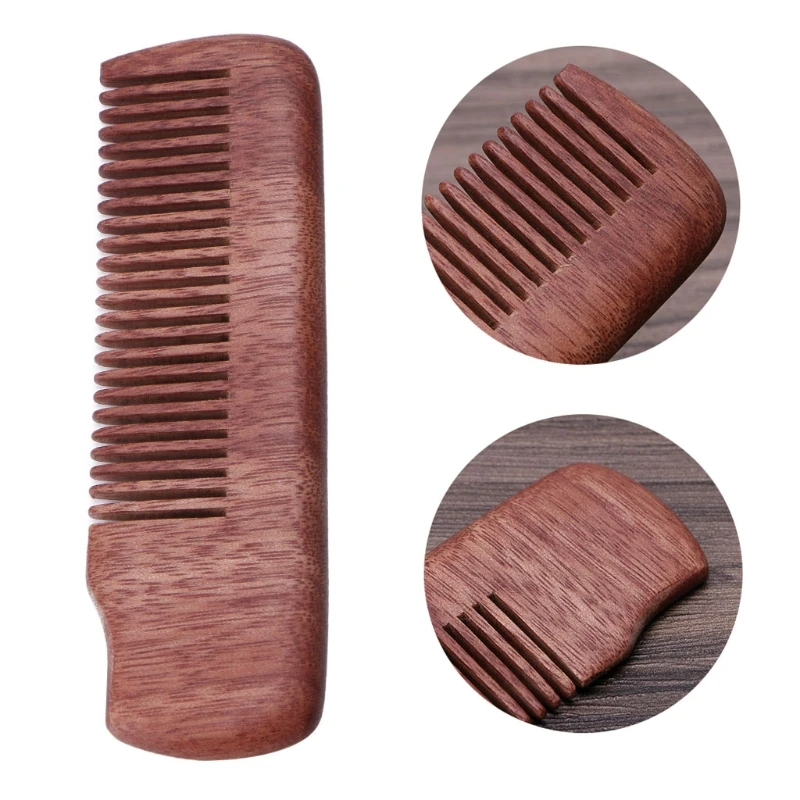 Тонкий зубной деревянный гребень для бороды карманный размер Антистатический