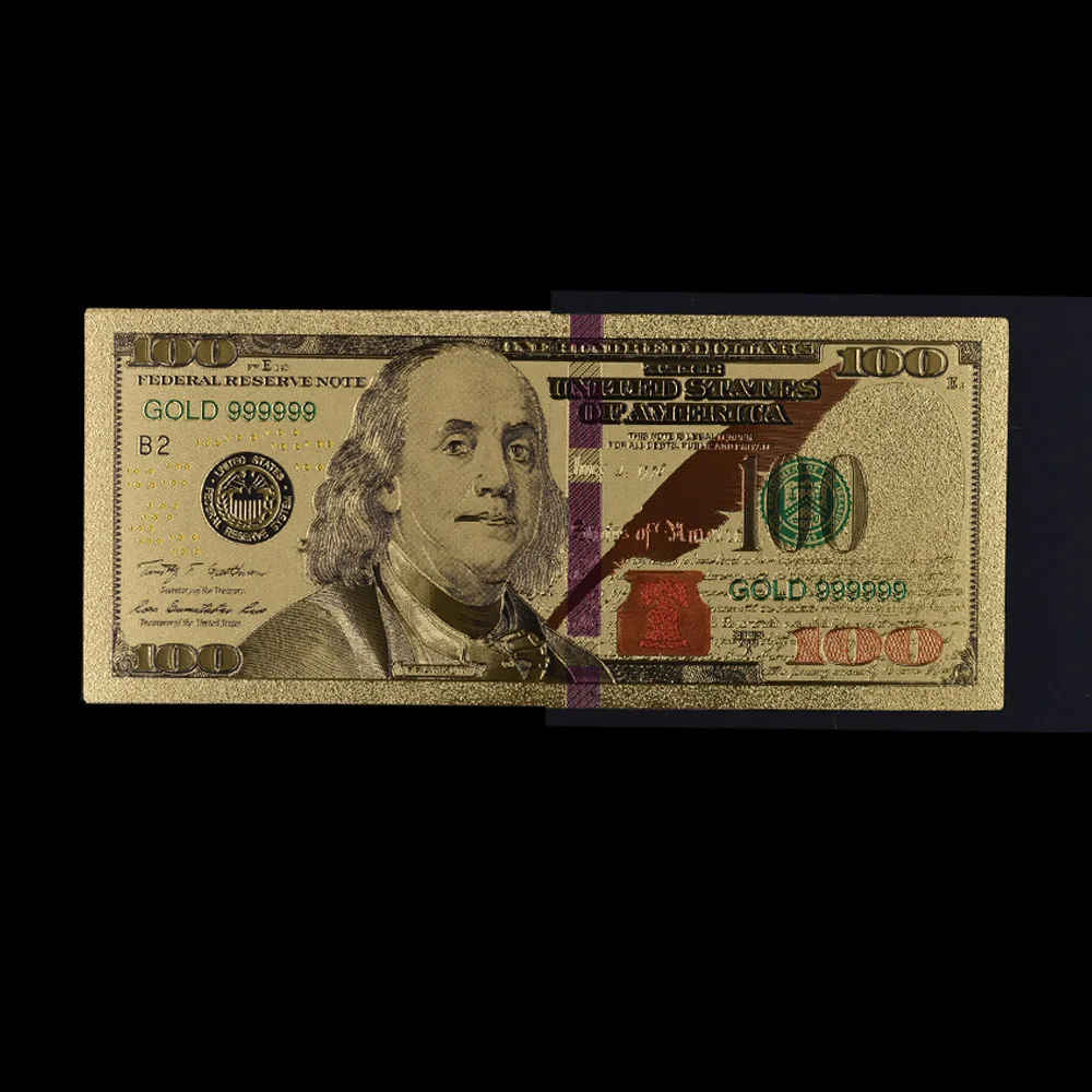 Американская яркая Золотая банкнота 24k редкая поддельная сумма США 100 долларов
