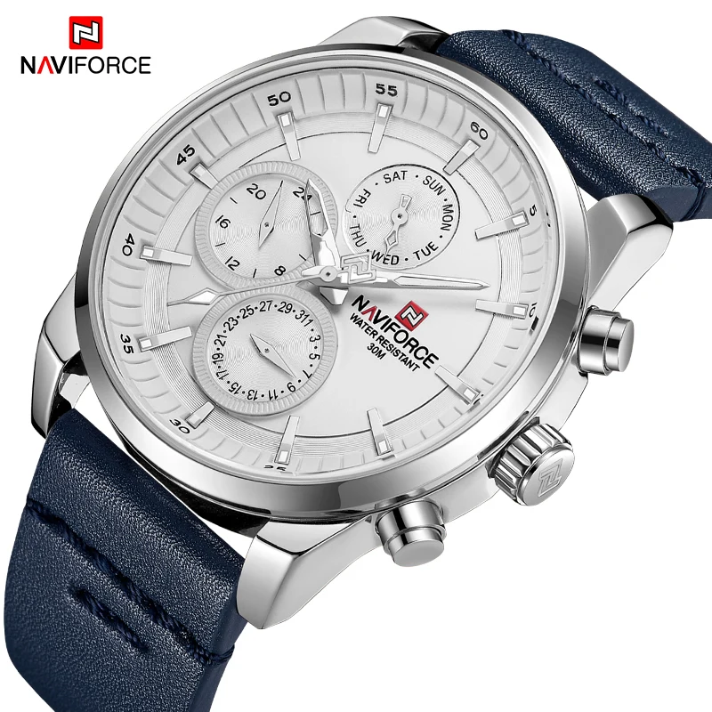 

NAVIFORCE Mens Watches Top Brand Luxury Waterproof Date Quartz Watch Fashion Leather Sport WristWatch Men Clock RelogioMasculino
