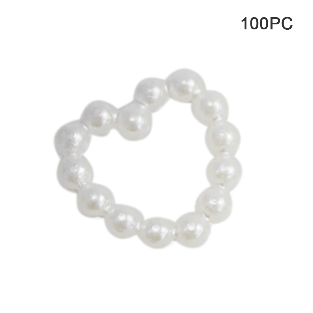 100 Pcs Crafts Wedding Garment Rounded Scatter Heart Shape ABS Imitation Pearl Clothing Decoration DIY Loose | Дом и сад
