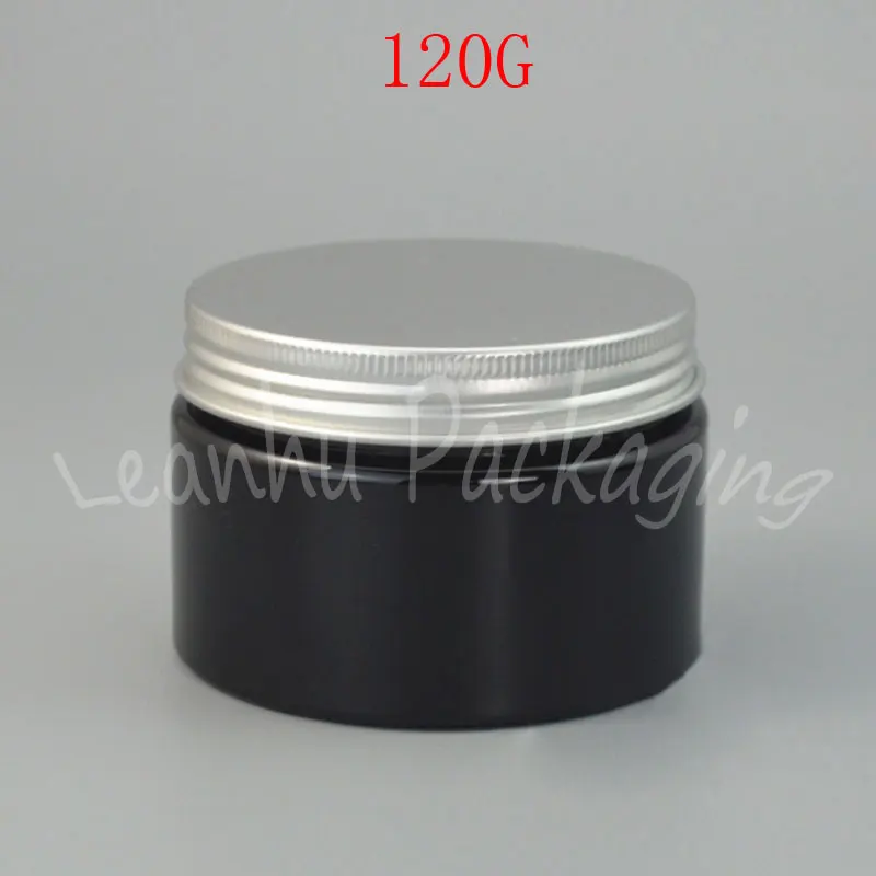 

120 г Черная пластиковая баночка для крема с алюминиевым покрытием, 120CC пустая Косметическая емкость, маска/крем для глаз широкая бутылка для рта (48 шт./лот)