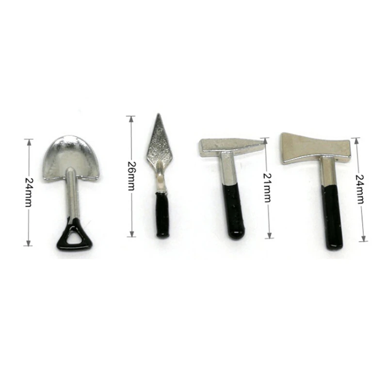 4pcs/set 1:12 Dollhouse Miniature Kids Hand Tool Toys Mini Axe Shovel Hammer Furniture DIY Builders Doll Accessories | Игрушки и хобби
