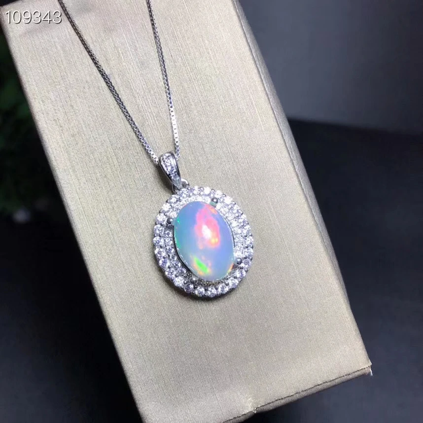 sale colorful opal gem pendant of necklace women silver fine jewelry good fireworks natural girl birthday gift party present | Украшения и