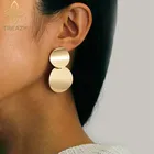 Модные Эффектные серьги TREAZY золотого цвета, геометрические серьги для женщин, круглые металлические бриллиантовые ювелирные изделия