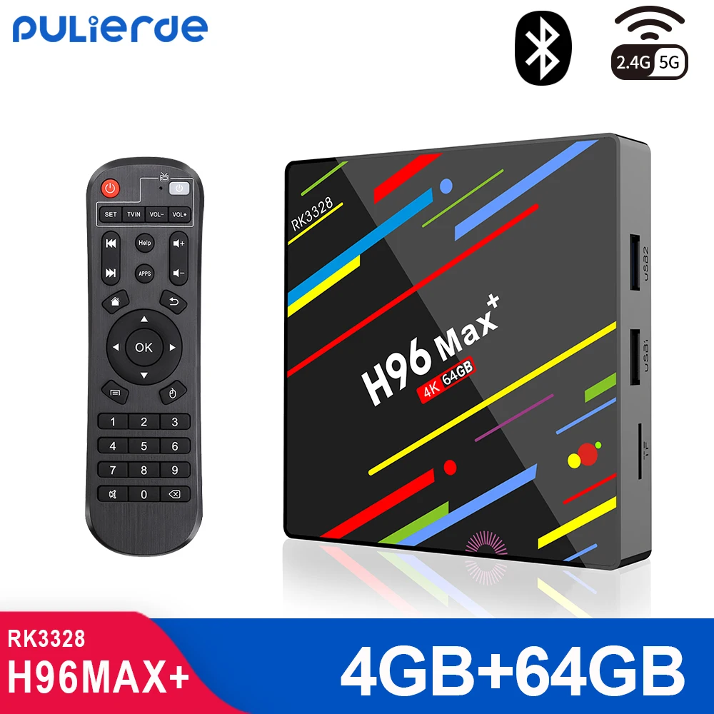 

H96 MAX+ 4GB 64GB Android 9.0 TV BOX Rockchip RK3328 H2.65 4K 5GHz WIFI Set-top box 32GB Smart Media Player Bluetooth4.0 H96MAX+